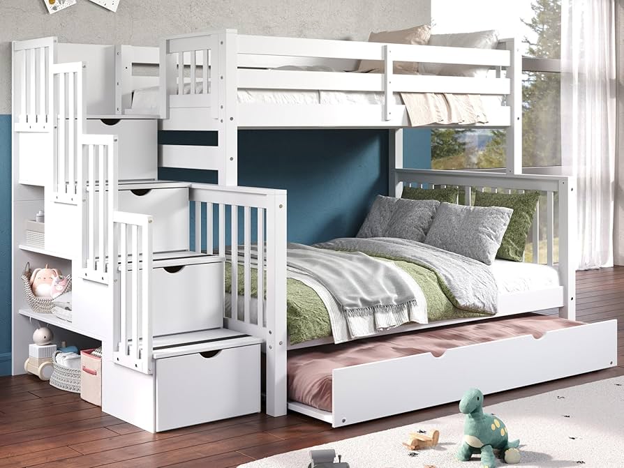 キングダム Amazon.com: Bedz King Stairway Bunk Beds Twin over Full with